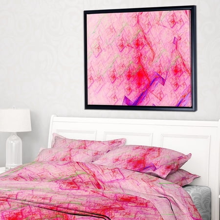 DESIGN ART Designart 'Pink Fractal Electric Lightning' Abstract Art on Framed Canvas