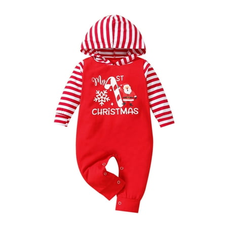 Xingqing My 1st Christmas Romper Newborn Baby Boys Girls Santa Claus Stripe Hooded Jumpsuit Xmas Outfits Red 12-18 Months
Xingqing My 1st Christmas Romper Newborn Baby Boys Girls Santa Claus Stripe Hooded Jumpsuit Xmas Outfits Red 12-18 Months