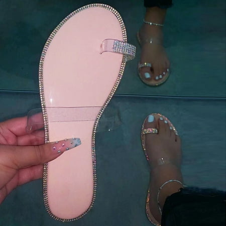 uikmnh Women Shoes Women Summer Fashion Sandals Flat Retro Buckle Sandals Pink 6.5