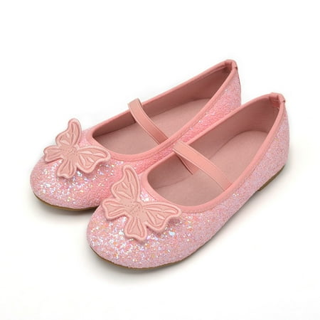 Hawee Girls Sequins Butterfly Ballerinas Flats Pumps Slip-Ons Size 6-12