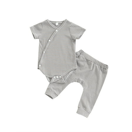 Amuver Newborn Baby 2Pcs Fall Outfits Long Sleeve Side Snap Striped Kimono Bodysuit + Pants Set
Amuver Newborn Baby 2Pcs Fall Outfits Long Sleeve Side Snap Striped Kimono Bodysuit + Pants Set
