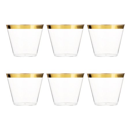 6pcs 9OZ Gold Rimmed Plastic Cups Disposable Cocktail Glasses Wine Tumblers for Wedding Birthday Parties Bridal Showers
6pcs 9OZ Gold Rimmed Plastic Cups Disposable Cocktail Glasses Wine Tumblers for Wedding Birthday Parties Bridal Showers