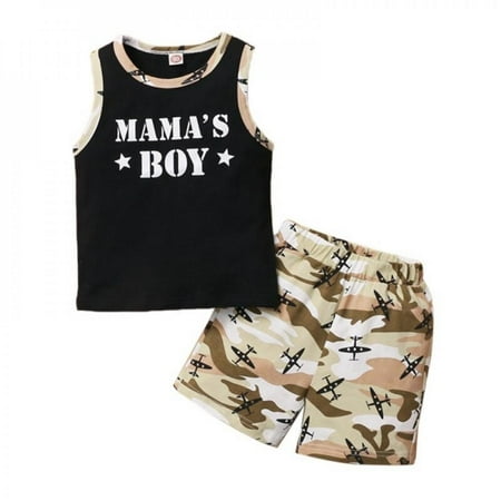 Summer Boy Outfits Clothes Sleeveless Letter Print T-shirt Tops+Camouflage Short Pants Casual Costume Set
Summer Boy Outfits Clothes Sleeveless Letter Print T-shirt Tops+Camouflage Short Pants Casual Costume Set