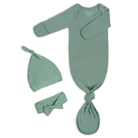 Newborn Baby Knotted Gown Super Soft Silky Infant Long Sleeve Sleeper with Tie Bottom Baby Girl and Boy Sleep Gown with Mittens Bow and Hat Set Grey Green
Newborn Baby Knotted Gown Super Soft Silky Infant Long Sleeve Sleeper with Tie Bottom Baby Girl and Boy Sleep Gown with Mittens Bow and Hat Set Grey Green