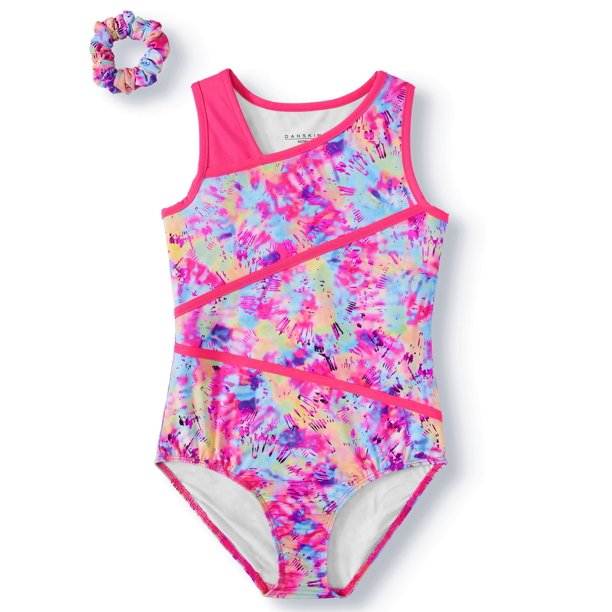 Danskin Now Tie Dye Printed Leotard with Keyhole Back, (Little Girls & Big Girls)