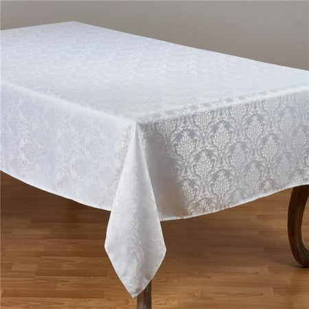 SARO 6115.W70120B 70 x 120 in. Rectangle White Damask Tablecloth
