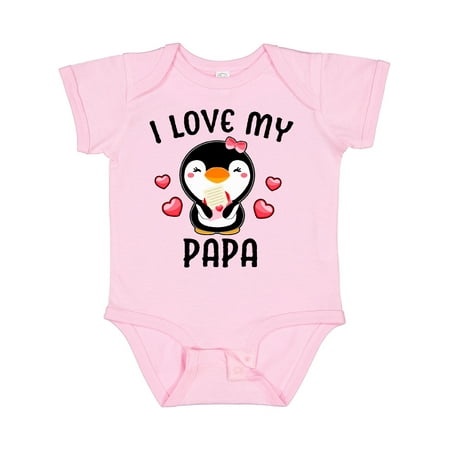 Inktastic I Love My Papa with Cute Penguin and Hearts Gift Baby Girl Bodysuit