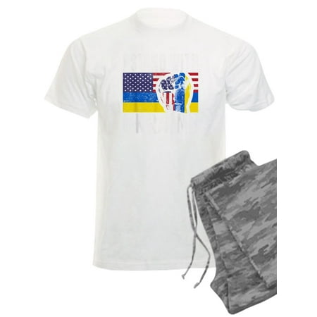 CafePress - I Stand With Ukraine Flag American Flag Su Pajamas - Men s Light Pajamas