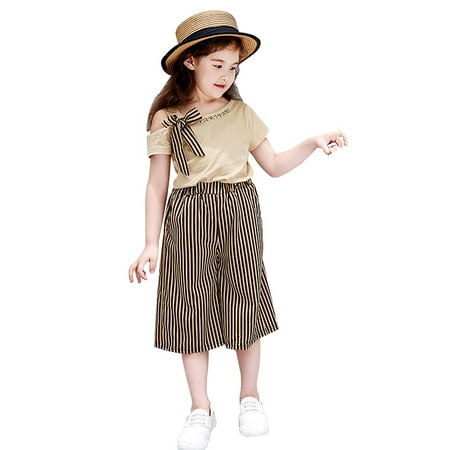 Bullpiano 2Pcs Summer Children Girls Casual Short Sleeve T-shirt Top+Striped Shorts Pants Set 2-9T
Bullpiano 2Pcs Summer Children Girls Casual Short Sleeve T-shirt Top+Striped Shorts Pants Set 2-9T