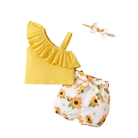 TheFound Summer Lovely Kids Girls 3pcs Clothes Ruffles Sleeveless One Shoulder Vest Tops+Sunflowers Shorts Sets
TheFound Summer Lovely Kids Girls 3pcs Clothes Ruffles Sleeveless One Shoulder Vest Tops+Sunflowers Shorts Sets