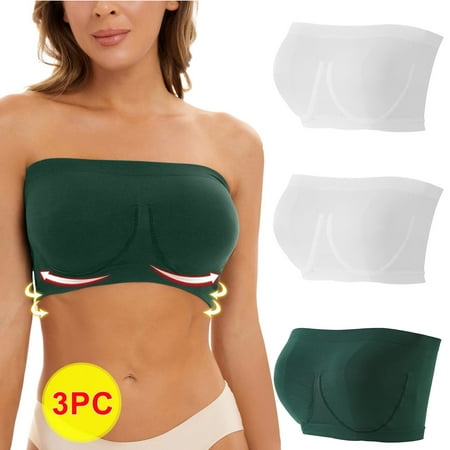 

Azrian Women s Plus Size Seamless Comfy Bra Stretch Strapless Bra Summer Bandeau Bra Plus Size Strapless Bra Comfort Wireless Bra XXXL Size Army Green on Sales