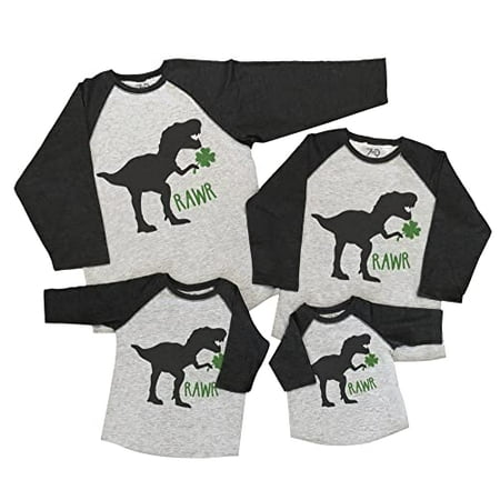 7 ate 9 Apparel St. Patrick s Day Shirts - Lucky Dinosaur Grey Shirt 4T