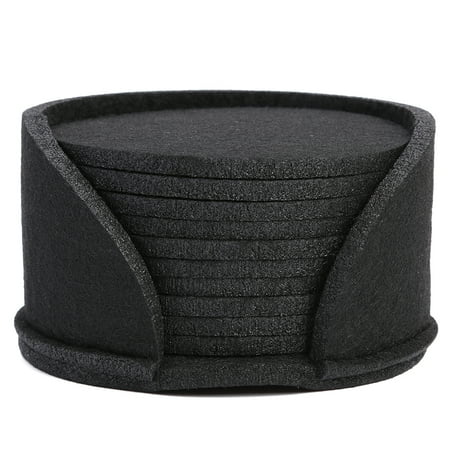10pcs Round Felt Cup Mats Coasters Heat Resistant Coffee Tea Pad (A Black)