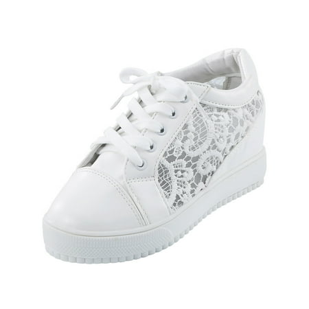 Mackneog Women Wedge Lace Pattern Trainer Sneakers For Women Ladies Wedge Platform Casual Shoes Inner Heightening Shoes Gift on Clearance 
Mackneog Women Wedge Lace Pattern Trainer Sneakers For Women Ladies Wedge Platform Casual Shoes Inner Heightening Shoes Gift on Clearance