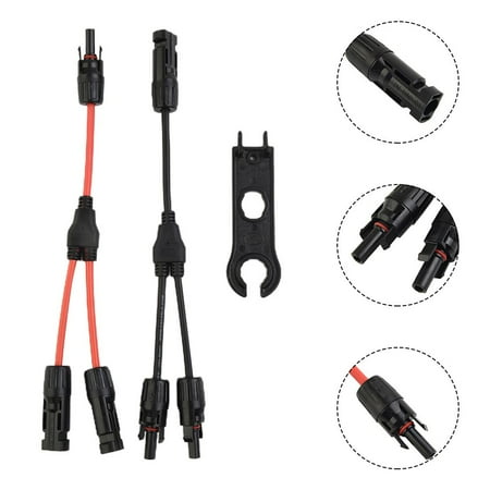 1 Pair Solar PV Panel Y Branch Cable Connection Waterproof Adapter with Wrench