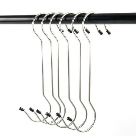 S Hooks Brushed Finish Stainless Steel Hangers Kitchen Shelf for Pot and Pan Utensils Towel Rack Silver Tone 10 Pack