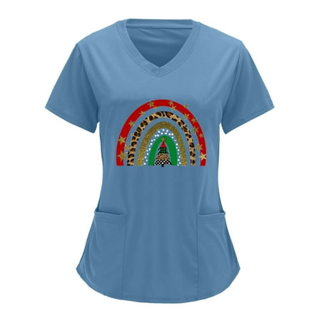 Christmas Print Working Uniform Lady Women V Neck Pure Color Overalls Pure Color Short Sleeve Top Overalls Shirt Scrubs Uniform Nurses
Christmas Print Working Uniform Lady Women V Neck Pure Color Overalls Pure Color Short Sleeve Top Overalls Shirt Scrubs Uniform Nurses