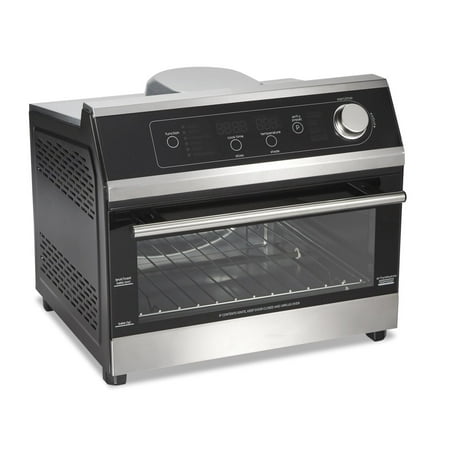 Air Fryer Toaster Oven 6 Slice Capacity Black with Stainless Steel Accents