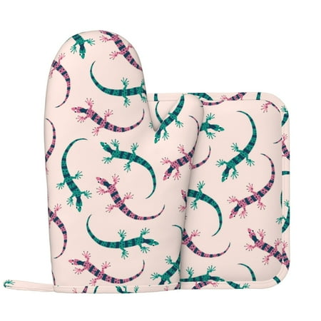 Bohemian Cute Lizard Gecko_A Oven Mitts and Pot Holders Sets with 1 Non-Slip Left Silicone Oven Mitts and 1 Heatproof Insulated Hot Pads for Kitchen Use in Cooking Baking Grilling
Bohemian Cute Lizard Gecko_A Oven Mitts and Pot Holders Sets with 1 Non-Slip Left Silicone Oven Mitts and 1 Heatproof Insulated Hot Pads for Kitchen Use in Cooking Baking Grilling