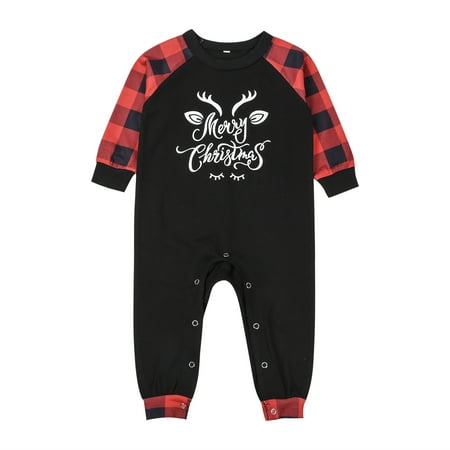 Spring hue Christmas Letter Print Tops and Plaid Trousers Parent-child Pajamas