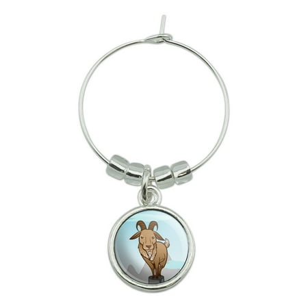 Goat On Mountain Top Wine Glass Charm Drink Marker