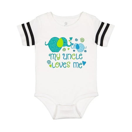 Inktastic My Uncle Loves Me- Cute Elephants Gift Baby Boy or Baby Girl Bodysuit
