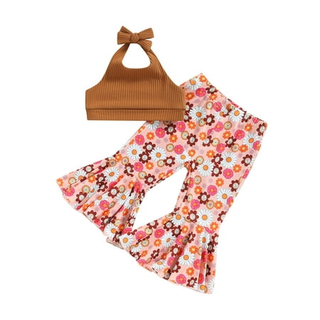 aturustex Toddler Girls Pants Set Lacing Halterneck Vest Top with Flower Print Flare Pants Summer Outfit
aturustex Toddler Girls Pants Set Lacing Halterneck Vest Top with Flower Print Flare Pants Summer Outfit