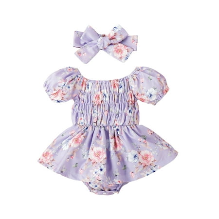 Thaisu Infant Baby Girls Romper Sets Short Sleeve Tutu Floral Bodysuit with Bow Headband 2PCS Sets
Thaisu Infant Baby Girls Romper Sets Short Sleeve Tutu Floral Bodysuit with Bow Headband 2PCS Sets