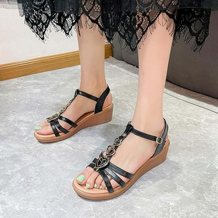 Lydiaunistar Women s Fashion Wedge Sandals Heart Decoration Thick Bottom Solid Color Buckle Sandals Black 4.5()
Lydiaunistar Women s Fashion Wedge Sandals Heart Decoration Thick Bottom Solid Color Buckle Sandals Black 4.5()