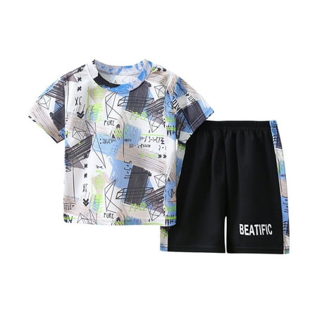 Odeerbi Toddler Boys Two Piece Outfits Summer Clothes Fashion Casual Cartoon Printed Round Neck Short Sleeve Tops Printed Shorts Set Light Blue
Odeerbi Toddler Boys Two Piece Outfits Summer Clothes Fashion Casual Cartoon Printed Round Neck Short Sleeve Tops Printed Shorts Set Light Blue