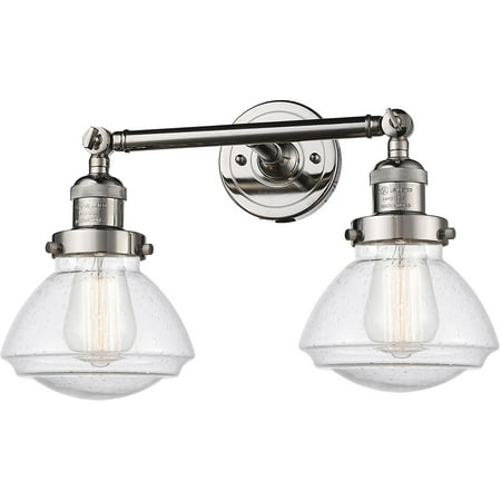Polished Nickel Tone Bathroom Vanity 17 Wide Seedy Glass Steel/Cast Brass Medium Base 2 Light Fixture
Polished Nickel Tone Bathroom Vanity 17 Wide Seedy Glass Steel/Cast Brass Medium Base 2 Light Fixture