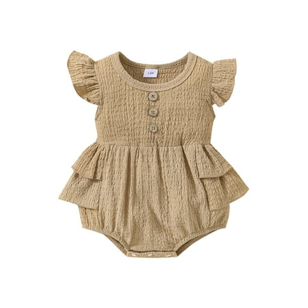 Amuver Baby Girl’s Fly Sleeve Romper Fashion Solid Color Button Round Neck Ruffle Triangle Jumpsuits
Amuver Baby Girl’s Fly Sleeve Romper Fashion Solid Color Button Round Neck Ruffle Triangle Jumpsuits