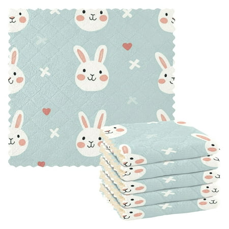WOBOGO Cute Rabbit Face Pattern Kitchen Towels 6pcs Ultra Soft Absorbent Quick Drying Dish Cloths 11×11inch
WOBOGO Cute Rabbit Face Pattern Kitchen Towels 6pcs Ultra Soft Absorbent Quick Drying Dish Cloths 11×11inch