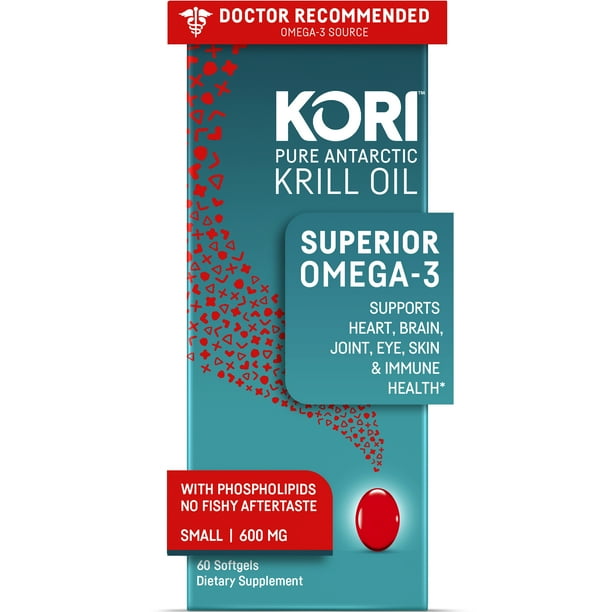 Kori Krill Oil Superior Omega-3 600mg 60ct, Small Softgels