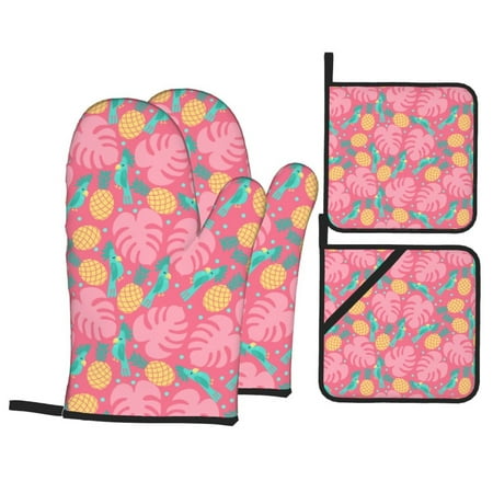 Oven Mitts and Pot Holders Sets 4 pcs - Cartoon Cockatoo Parrot Leaves Pink Heat Resistant Silicone Oven Gloves with Non-Slip Silicone Surface and hot pads for kitchen Baking Cooking BBQ
Oven Mitts and Pot Holders Sets 4 pcs - Cartoon Cockatoo Parrot Leaves Pink Heat Resistant Silicone Oven Gloves with Non-Slip Silicone Surface and hot pads for kitchen Baking Cooking BBQ
