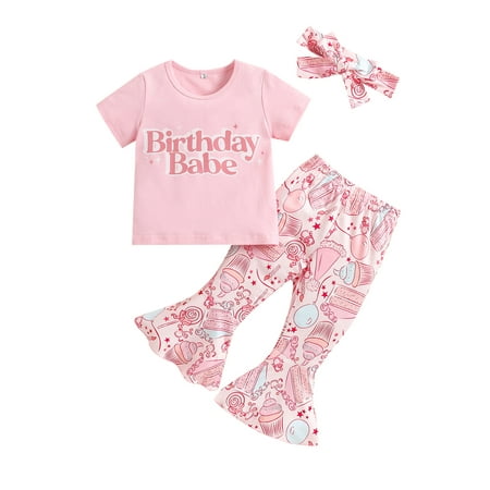 Toddler Baby Girl Birthday Outfits Short Sleeve Babe T-Shirt Top Floral Flare Bell Bottoms Pants Set
Toddler Baby Girl Birthday Outfits Short Sleeve Babe T-Shirt Top Floral Flare Bell Bottoms Pants Set