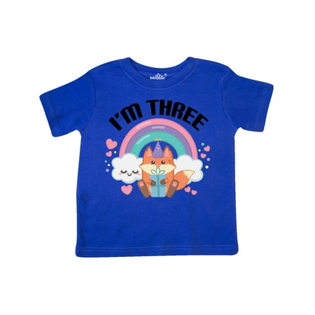 Inktastic 3rd Birthday Party Girl Fox Gift Toddler Toddler Girl T-Shirt