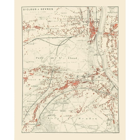 International Map - Saint-Cloud - Sevres - Paris - Baedeker 1911 - 23 x 28.83