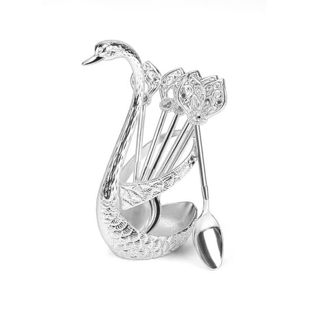 Coffee Spoon Set with Swan Base Holder 6Pcs Dessert Spoons with Organizer Dessert Flatware Set Spoons for Coffee Dessert Ice Cream (Silver)
Coffee Spoon Set with Swan Base Holder 6Pcs Dessert Spoons with Organizer Dessert Flatware Set Spoons for Coffee Dessert Ice Cream (Silver)