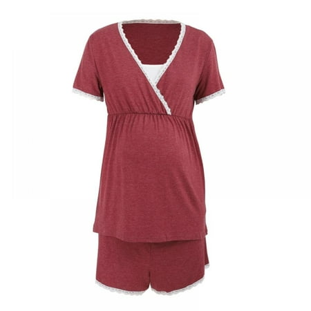 Women s Maternity Nursing Pajama Set Breastfeeding Short Sleeve V Neck Top Tee+Elastic Waist Shorts Soft Pregnancy Sleepwear
Women s Maternity Nursing Pajama Set Breastfeeding Short Sleeve V Neck Top Tee+Elastic Waist Shorts Soft Pregnancy Sleepwear