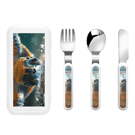 Easygdp Realistic Cute Sea Turtle 3-Piece Flatware Set Kids Silverware Stainless Steel Toddler Kids Utensils Safe for Preschooler Children
Easygdp Realistic Cute Sea Turtle 3-Piece Flatware Set Kids Silverware Stainless Steel Toddler Kids Utensils Safe for Preschooler Children