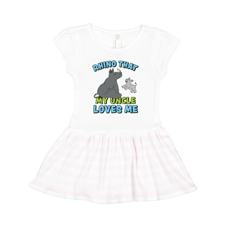 Inktastic Rhino That My Uncle Loves Me with Cute Rhinos Gift Toddler Girl Dress