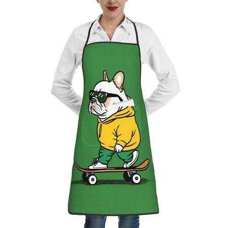 Qekee Cool Skateboarding Bulldog Print Adjustable Bib Apron Resistant with Pocket Cooking Kitchen Aprons for Women Men Server Chef Apron
Qekee Cool Skateboarding Bulldog Print Adjustable Bib Apron Resistant with Pocket Cooking Kitchen Aprons for Women Men Server Chef Apron