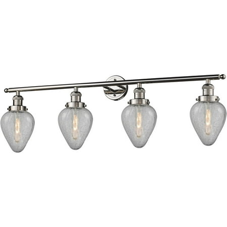 Polished Nickel Tone Bathroom Vanity 43 Wide Clear Crackle Glass Steel/Cast Brass/Glass Medium Base 4 Light Fixture
Polished Nickel Tone Bathroom Vanity 43 Wide Clear Crackle Glass Steel/Cast Brass/Glass Medium Base 4 Light Fixture