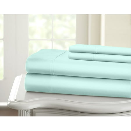 1200 Thread Count 100% Cotton Solid Sheet Set (King, Aqua)