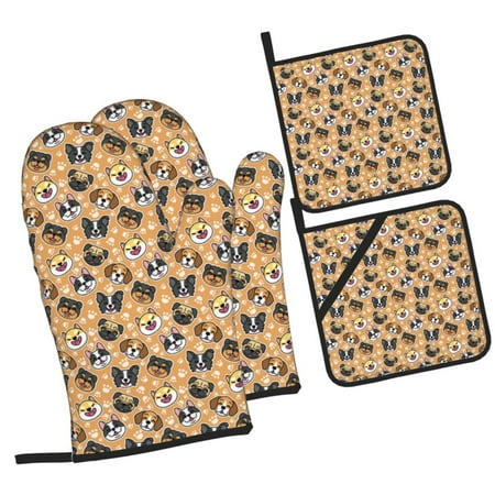 Haiem Cute Dogs Head Print Extra Long Oven Mitts and Pot Holders 4pc Sets: Heat Resistant Silicone Oven Mittens with Mini Oven Gloves and Hot Pads Potholders
Haiem Cute Dogs Head Print Extra Long Oven Mitts and Pot Holders 4pc Sets: Heat Resistant Silicone Oven Mittens with Mini Oven Gloves and Hot Pads Potholders