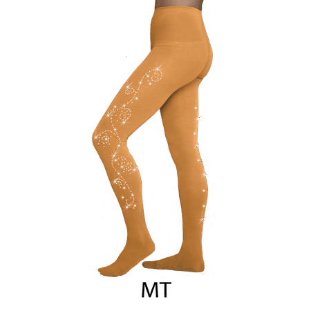 ChloeNoel Footed Ice Skating Tights 3330 Medium Tan - 2Swirls