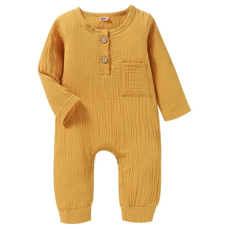 Nokpsedcb Newborn Infant Baby Girls Boys Solid Color Long Sleeve O-Neck Cotton Jumpsuit Yellow 12-18 Months
Nokpsedcb Newborn Infant Baby Girls Boys Solid Color Long Sleeve O-Neck Cotton Jumpsuit Yellow 12-18 Months