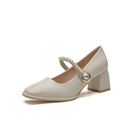 Women‘s Faux Pearl Strap Mary Jane Chunky Heel Square Toe Shoes Fashion Lightweight Mid Heels
Women‘s Faux Pearl Strap Mary Jane Chunky Heel Square Toe Shoes Fashion Lightweight Mid Heels