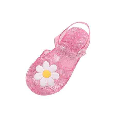 

Juebong Toddler Shoes Baby Girls Cute Flowers Jelly Colors Hollow Out Anti-Slip Flexible Sport Exercise House Soft Soled Beach Roman Sandals Pink Size 2 Years